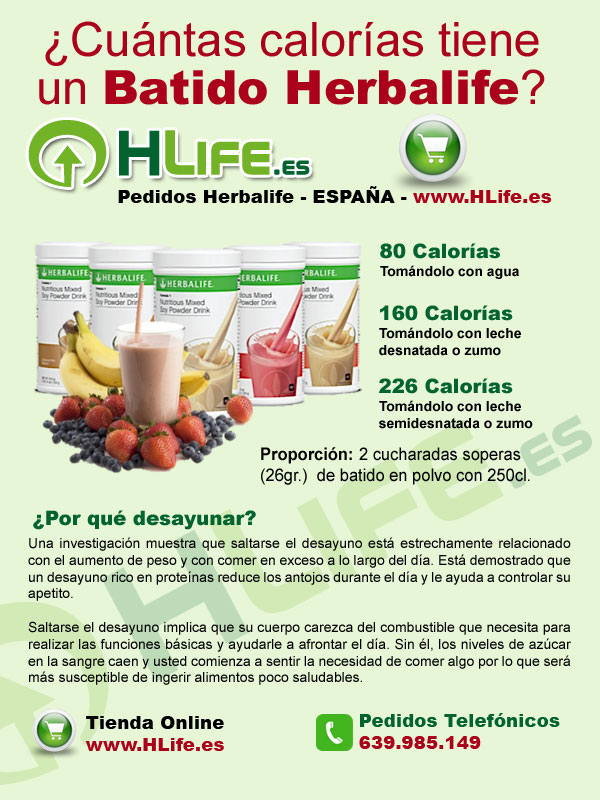 Cuantas calorías tiene un batido herbalife