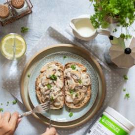 RECETA:Tosta de setas con F1 setas hierbas Herbalife