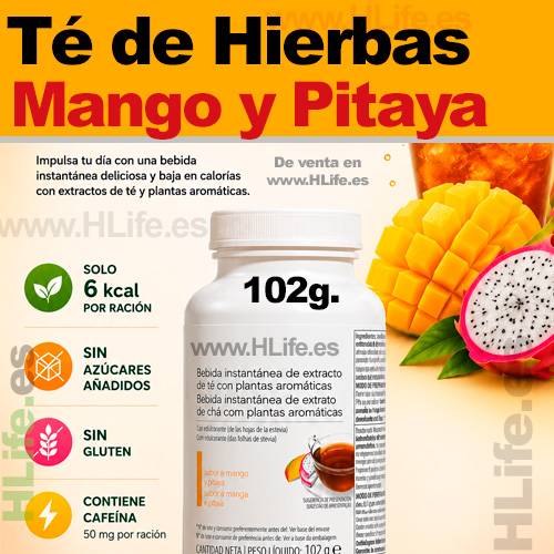 Té de Hierbas Herbalife Mango y Pitaya 102 g | Energía y Sabor Tropical