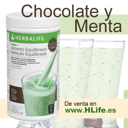 BATIDO Fórmula 1 CHOCOLATE Y MENTA (550 gr.) SIN Gluten